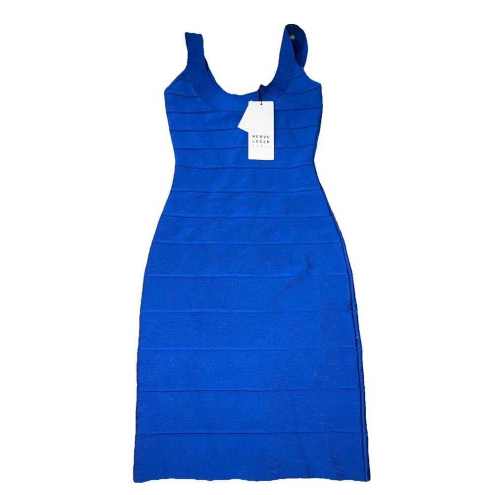 NWT Beautiful Herve Leger Women's Blue Dress Sz. XxS MSRP $799 ( Z28) READ !